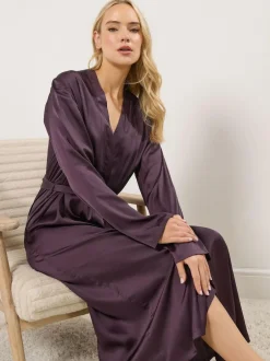 Long Tall Sally Satin Maxi Robe Red New