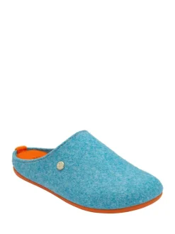 Lotus Blue Textile Flat Mule Slippers Best