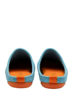 Lotus Blue Textile Flat Mule Slippers Best