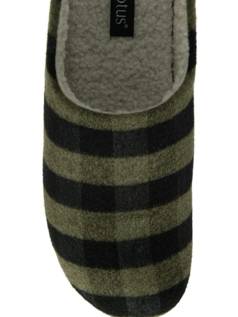 Lotus Green Textile Mule Slippers Hot