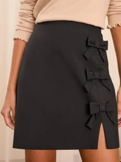 Love & Roses Bow Mini Skirt Black Outlet
