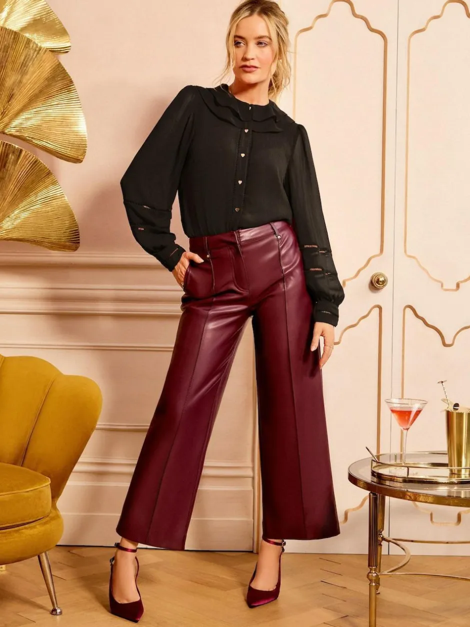 Love & Roses Long Sleeve Frill Collar Blouse Black Hot