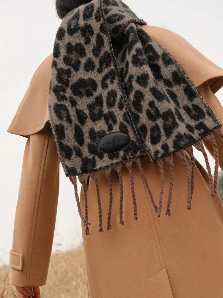 Love & Roses Dark Leopard Print Brushed Scarf Outlet