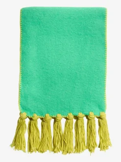 Love & Roses Tassel Cosy Contrast Brushed Scarf Green Hot