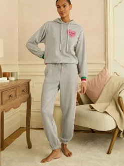 Love & Roses Jersey Loungewear Bottoms Grey Rainbow Tipped Online