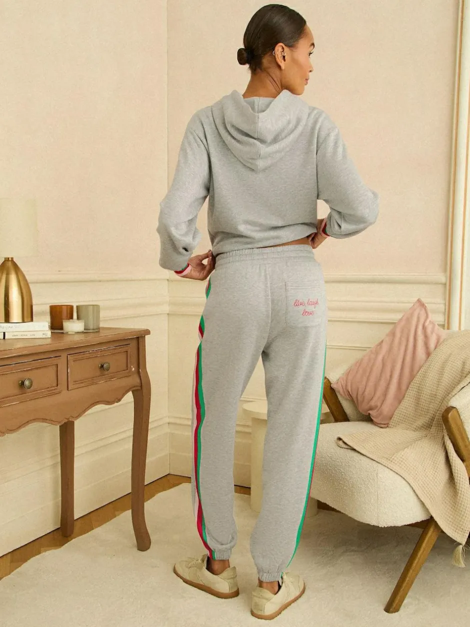 Love & Roses Jersey Loungewear Bottoms Grey Rainbow Tipped Online