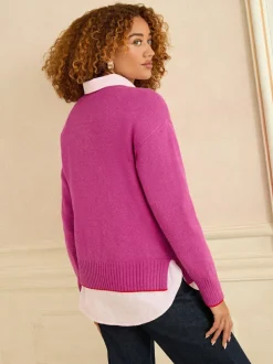 Love & Roses Cosy Knitted Jumper Magenta Sequin Red Love Heart Online