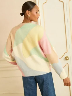 Love & Roses Multicoloured Cosy Print Knitted Jumper Outlet