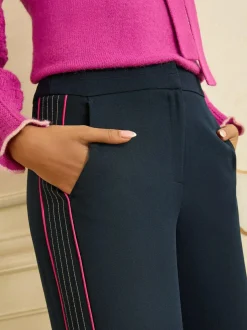 Love & Roses Contrast Side Stripe Wide Leg Trousers Navy Online