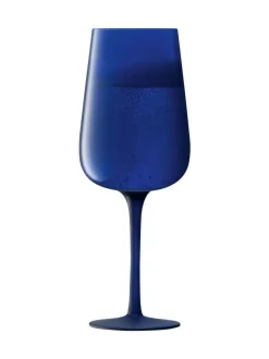 LSA International Set of 2 Arc Contrast Flute Glasses 280ml Cobalt Blue New
