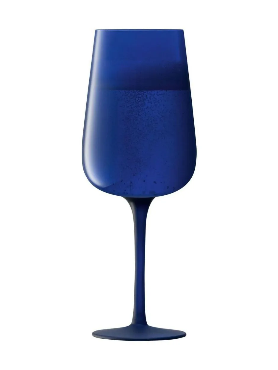 LSA International Set of 2 Arc Contrast Flute Glasses 280ml Cobalt Blue New