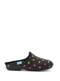 Lunar Black Peanut Polka Dot Mule Slippers Clearance