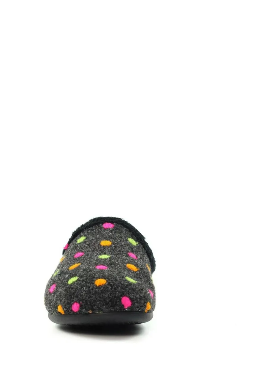 Lunar Black Peanut Polka Dot Mule Slippers Clearance