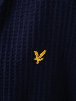 Lyle & Scott 100% Cotton Premium Waffle Bathrobe Blue New