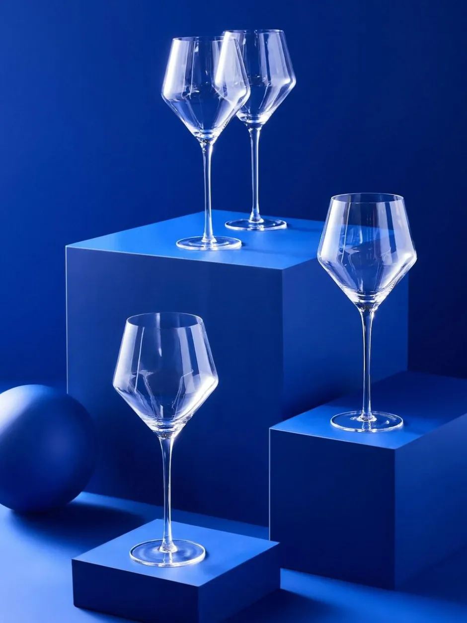 MADE.COM Clear Velma Crystal Tapered Set of 4 Red Wine Glasses Clearance