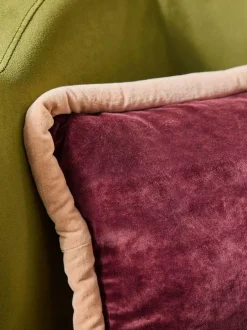 MADE.COM Huxley Cotton Velvet Jumbo Pipe Cushion Khaki/Aubergine Sale