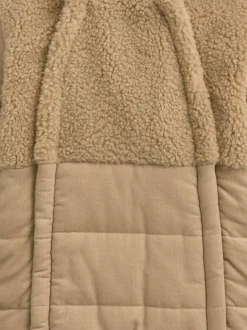 Mamas & Papas Brown Quilted Cord and Borg Pramsuit with 3D Ears New