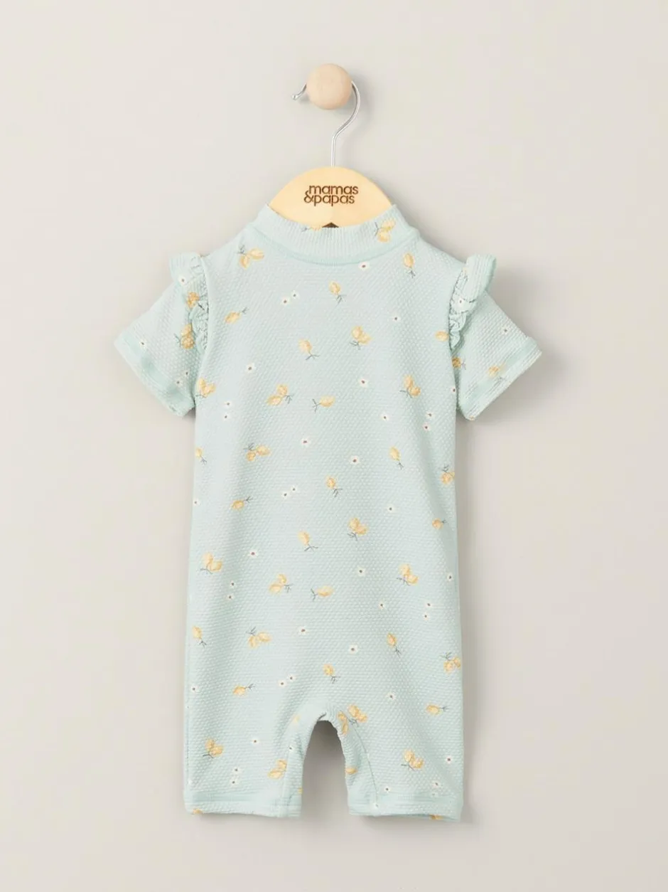 Mamas & Papas Green Lemon Print Textured Short Sleeve Rashsuit Best