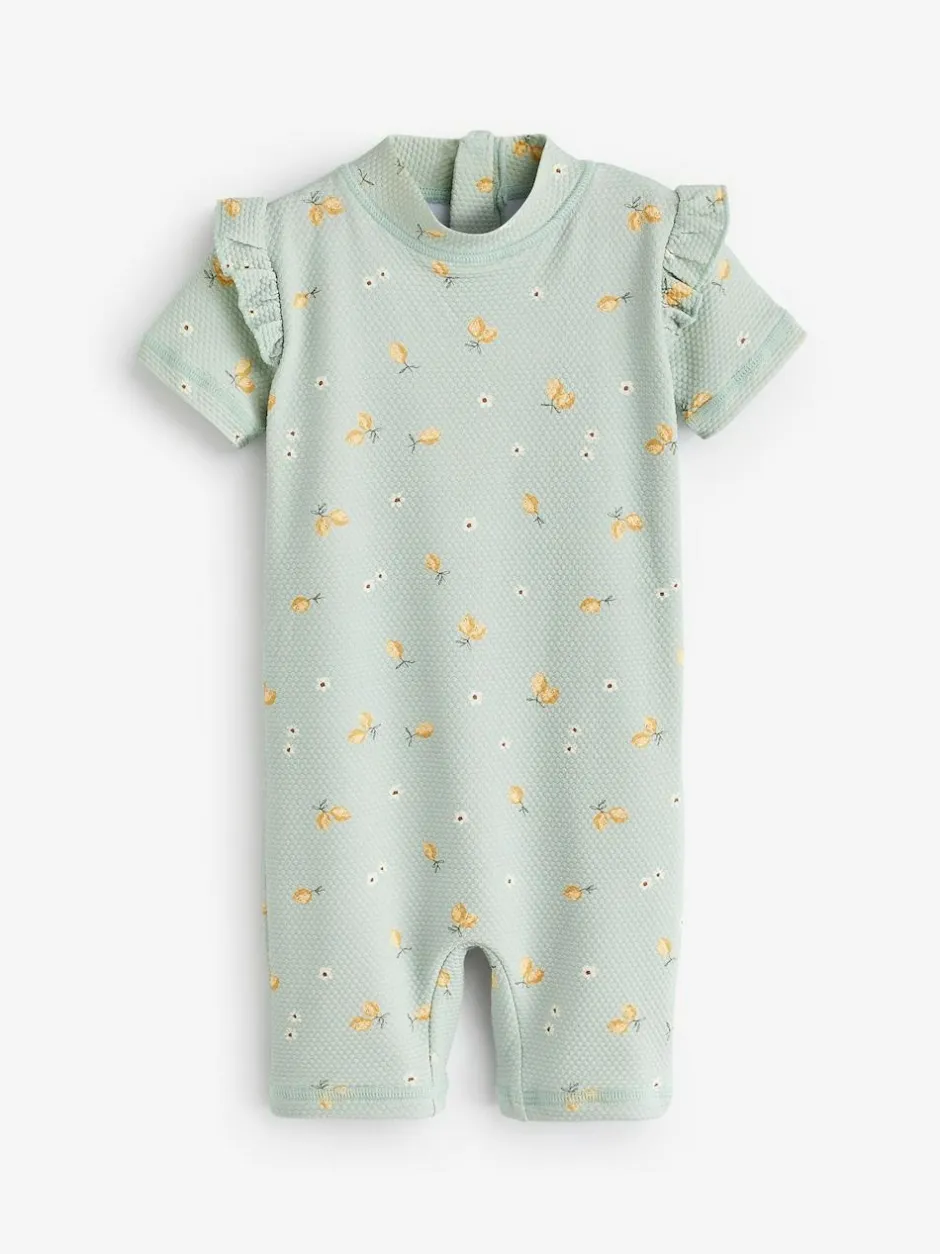 Mamas & Papas Green Lemon Print Textured Short Sleeve Rashsuit Best