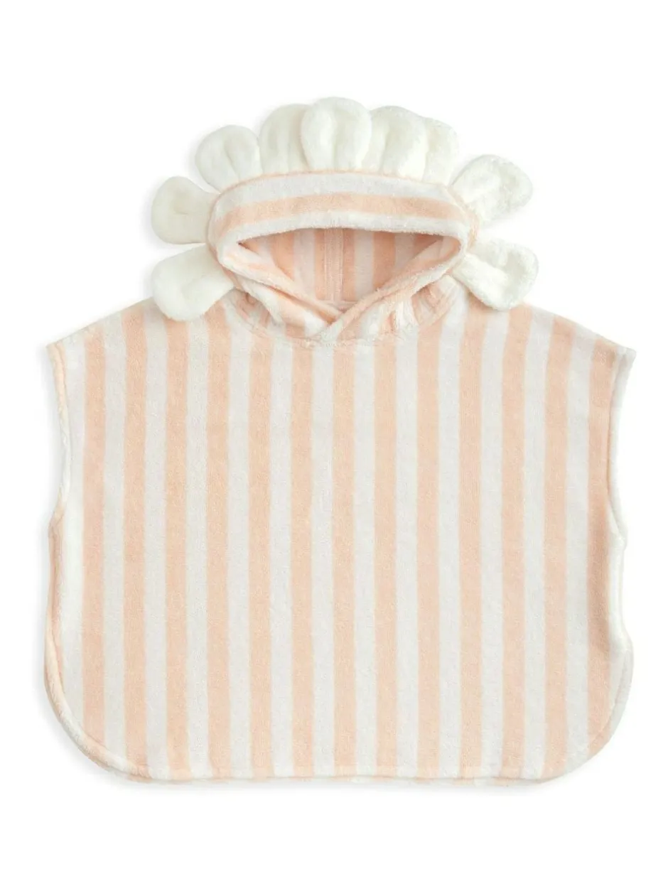 Mamas & Papas Pink Flower Petal Striped Towelling 100% Cotton Poncho Outlet