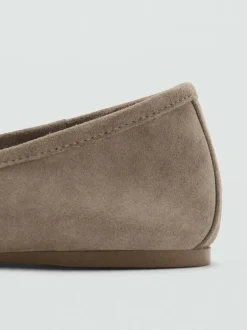 Mango Brown Suede Bow Ballet Flats