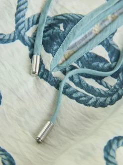 Next Keyhole Detail Relaxed Long Sleeve Blouse Marine Border Print
