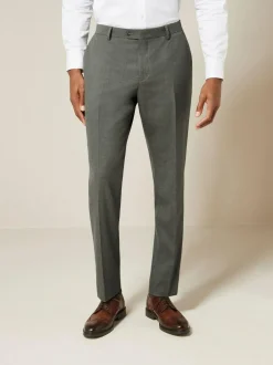 Next Slim Fit Motionflex Stretch Suit Trousers Marl Green New