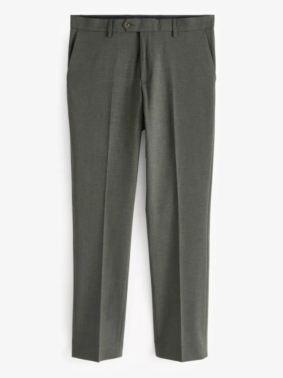 Next Slim Fit Motionflex Stretch Suit Trousers Marl Green New