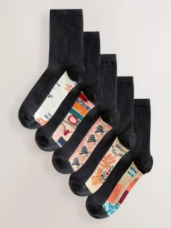 Next Marrakesh Mix Print Footbed Ankle Socks 5 Pack New