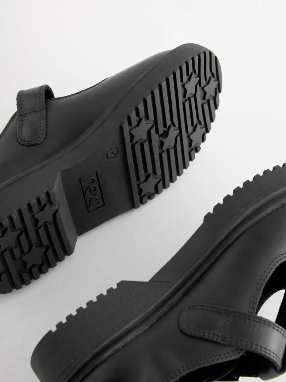 Next Matt Black Leather T-Bar Chunky School Shoes Outlet