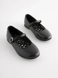 Next Standard Fit (F) Leather Mary Jane School Shoes Matt Black Discount