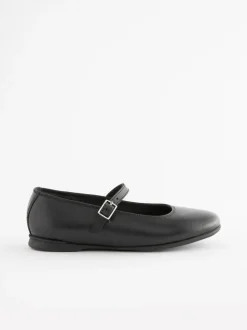 Next Standard Fit (F) Leather Mary Jane School Shoes Matt Black Discount
