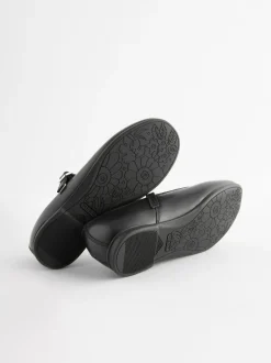 Next Standard Fit (F) Leather Mary Jane School Shoes Matt Black Discount
