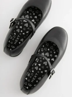 Next Standard Fit (F) Leather Mary Jane School Shoes Matt Black Discount