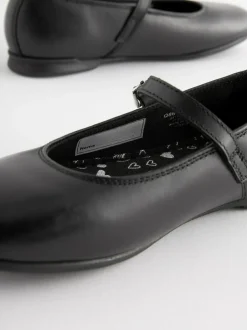 Next Standard Fit (F) Leather Mary Jane School Shoes Matt Black Discount