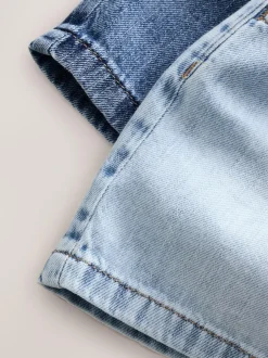 Next Mid Blue 100% Cotton Denim Shorts 2 Pack (3-16yrs) Clearance