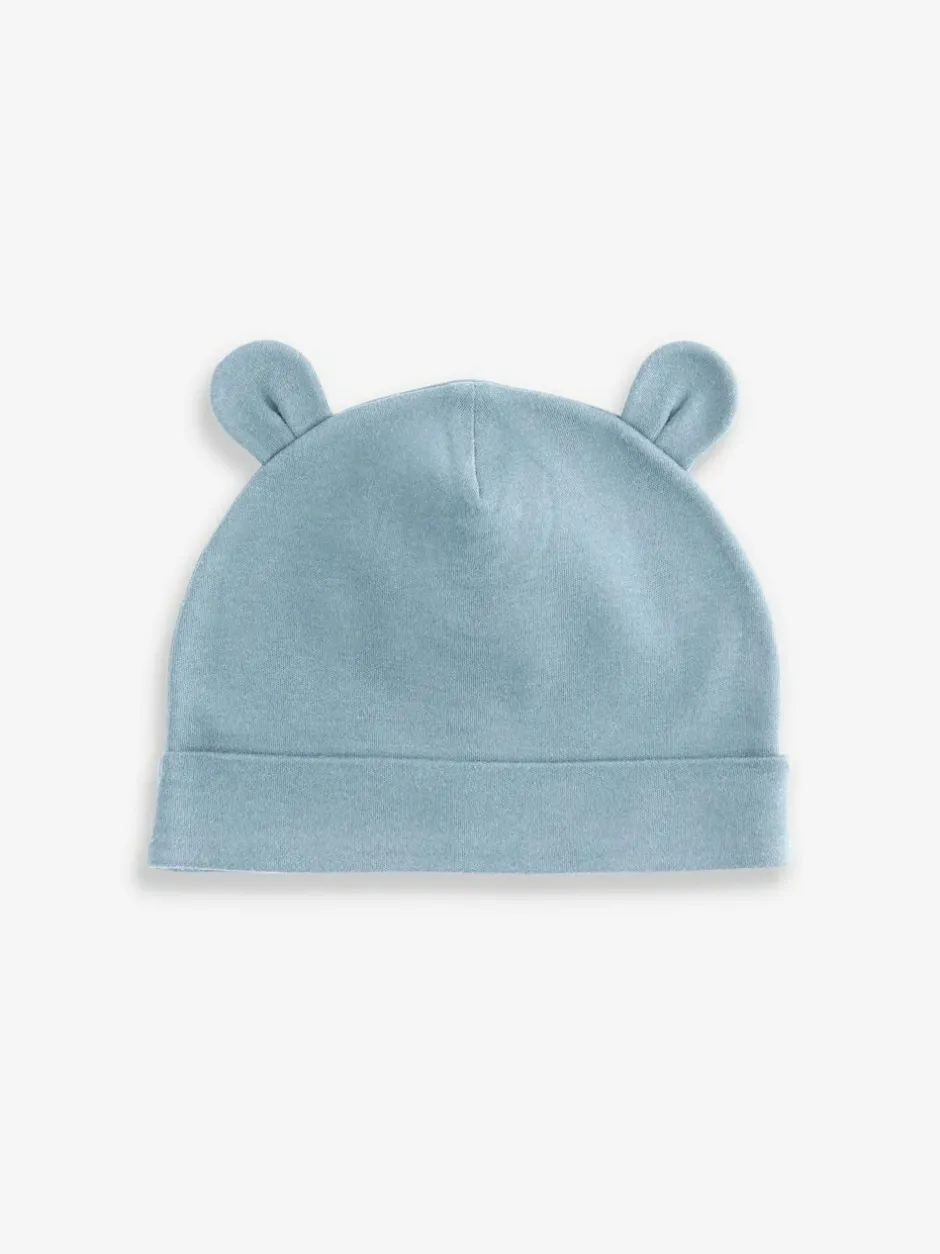 Next Mid Blue Baby 100% Cotton Beanies 3 Pack (0-18mths) Sale