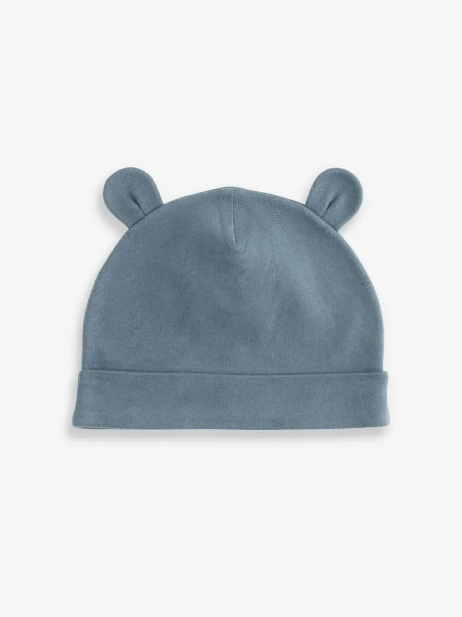 Next Mid Blue Baby 100% Cotton Beanies 3 Pack (0-18mths) Sale