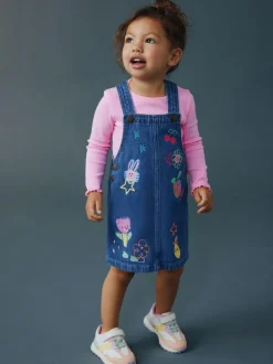Next Denim Pinafore Dress (3mths-8yrs) Mid Blue Character Hot