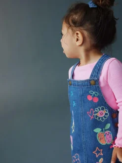Next Denim Pinafore Dress (3mths-8yrs) Mid Blue Character Hot