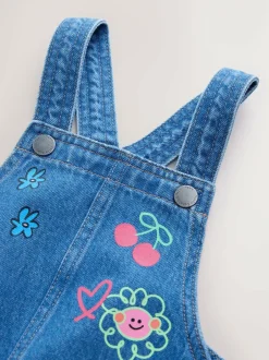 Next Denim Pinafore Dress (3mths-8yrs) Mid Blue Character Hot