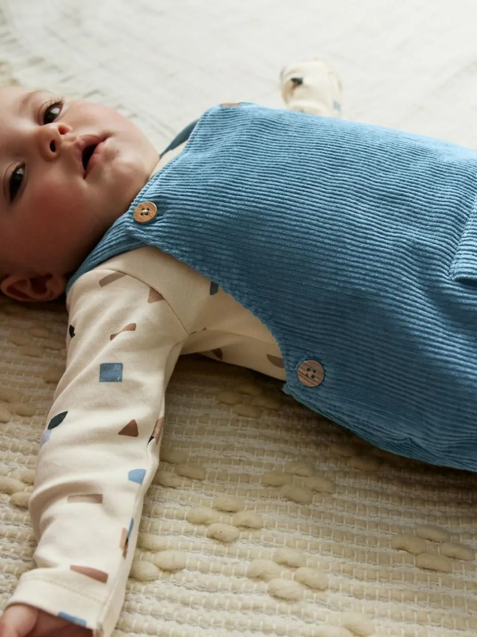 Next Mid Blue Cord Dungarees and Bodysuit Set (0mths-2yrs) Discount