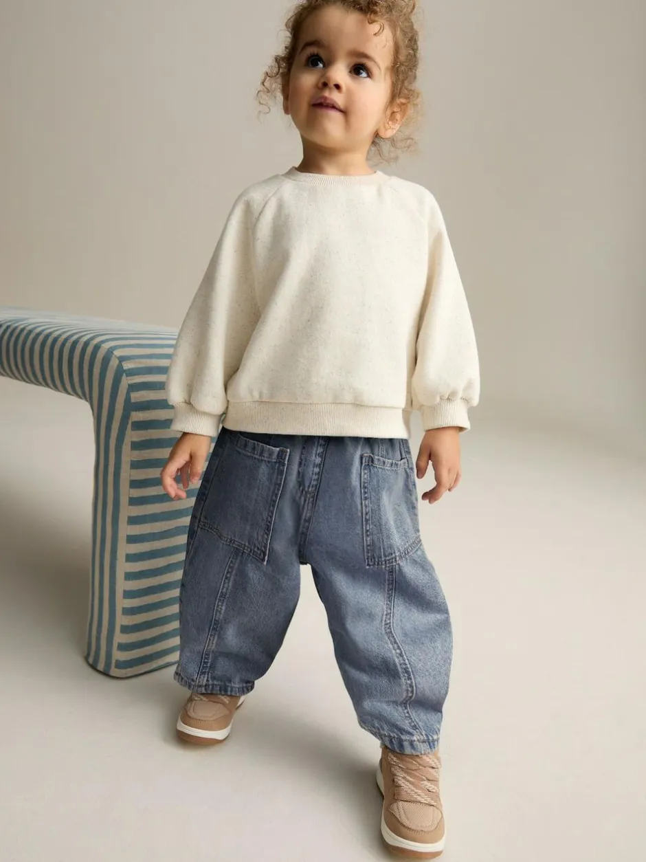 Next Mid Blue Denim Barrel 100% Cotton Jeans (3mths-7yrs) Online