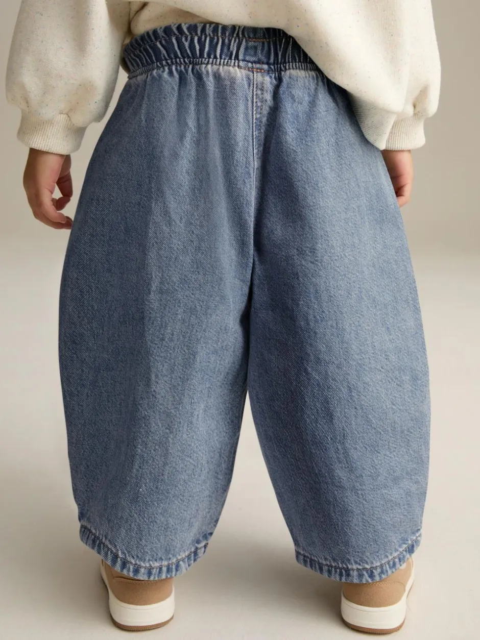 Next Mid Blue Denim Barrel 100% Cotton Jeans (3mths-7yrs) Online