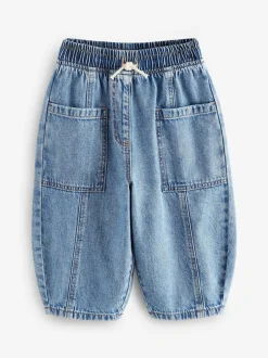 Next Mid Blue Denim Barrel 100% Cotton Jeans (3mths-7yrs) Online