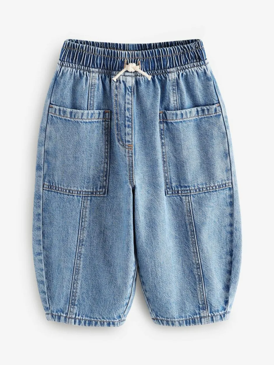 Next Mid Blue Denim Barrel 100% Cotton Jeans (3mths-7yrs) Online