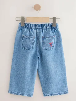Next Mid Blue Denim Bow Embroidered Jeans (3mths-7yrs) Online