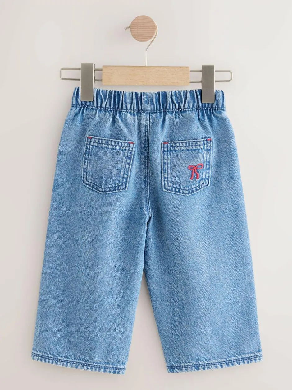 Next Mid Blue Denim Bow Embroidered Jeans (3mths-7yrs) Online