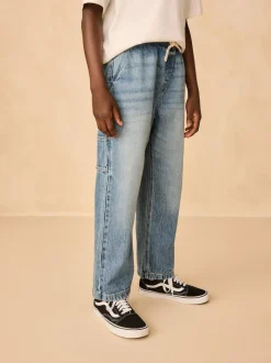 Next Mid Blue Denim Denim Pull On Carpenter Jeans (3-16yrs) New