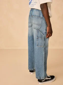 Next Mid Blue Denim Denim Pull On Carpenter Jeans (3-16yrs) New